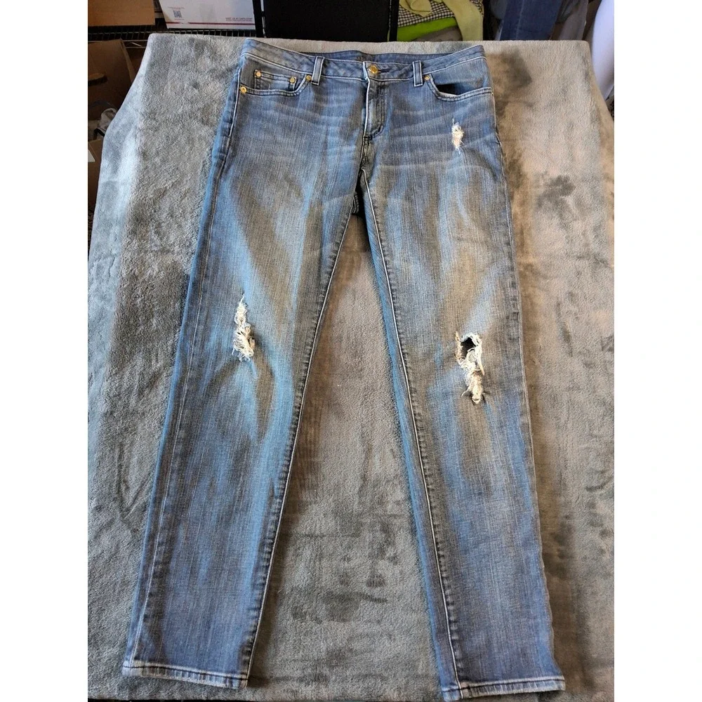 Michael‎ Kors Selma Skinny Jeans Distressed Medium Wash Blue JS69CHC4V6 Size 6